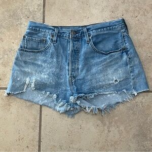 Levi’s 501 Original High Rise Light Blue Denim Cutoff Shorts Button Fly Size W30